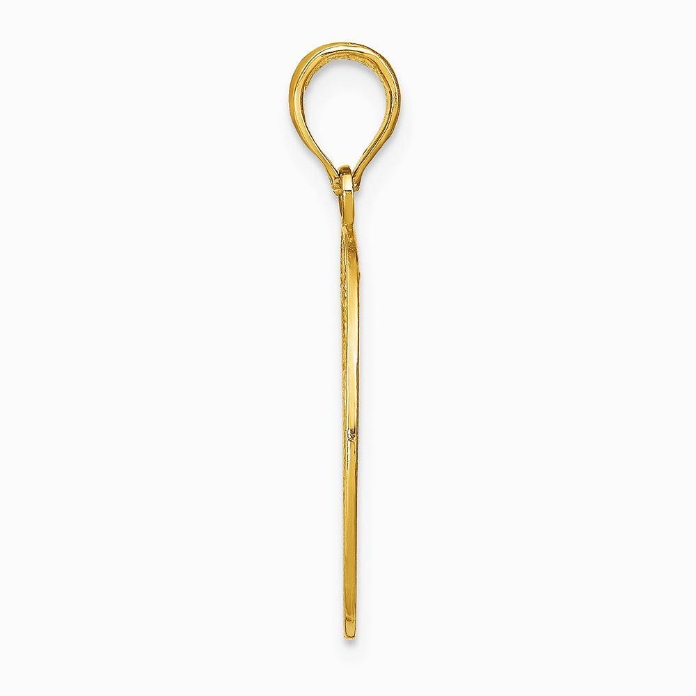 14K Yellow & Rhodium with Rhodium Diamond-Cut Filigree Round Charm - Product Photo
