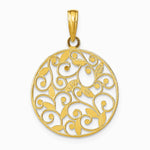 14K Yellow & Rhodium with Rhodium Diamond-Cut Filigree Round Charm - Product Photo