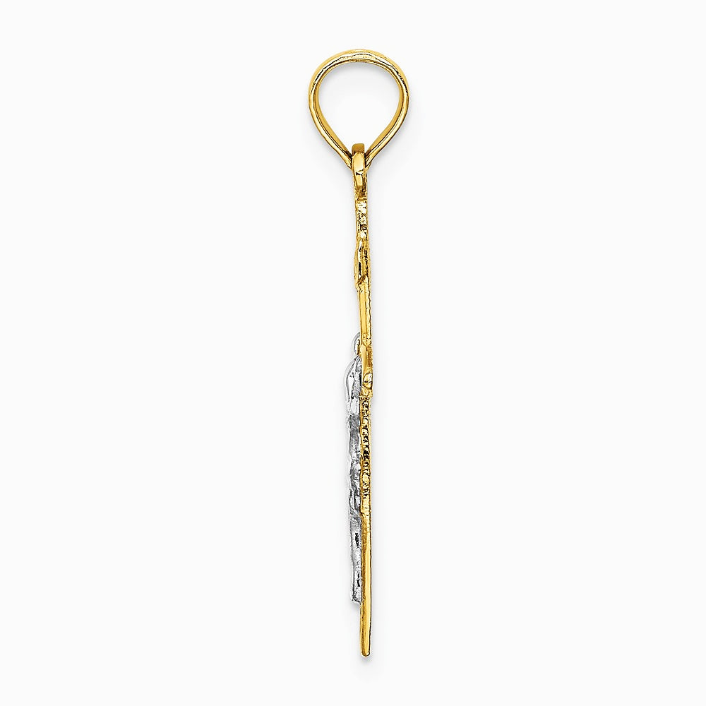 10K / 14K Yellow with Rhodium W/ Rhodium INRICrucifix Charm - Product Photo