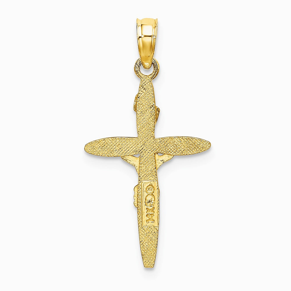 10K / 14K Yellow with Rhodium W/ Rhodium INRICrucifix Charm - Product Photo
