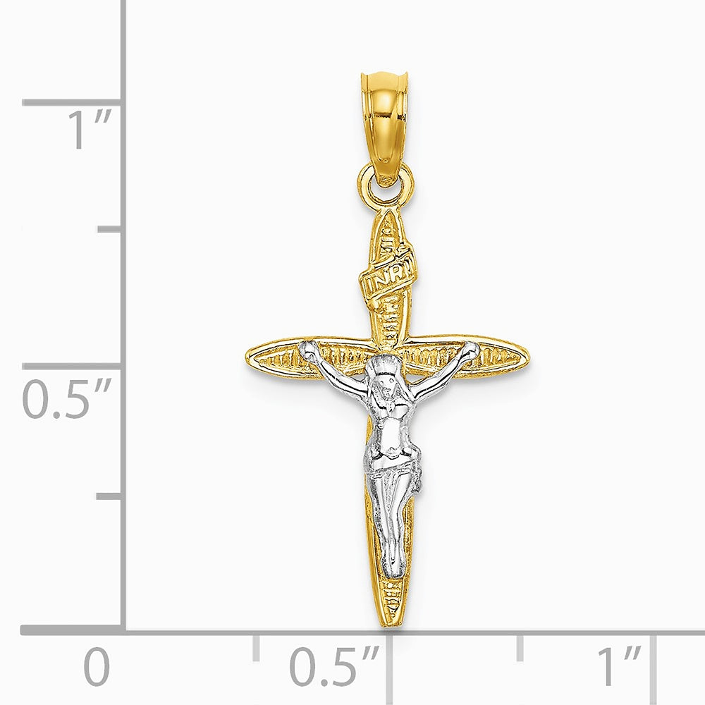 10K / 14K Yellow with Rhodium W/ Rhodium INRICrucifix Charm - Product Photo