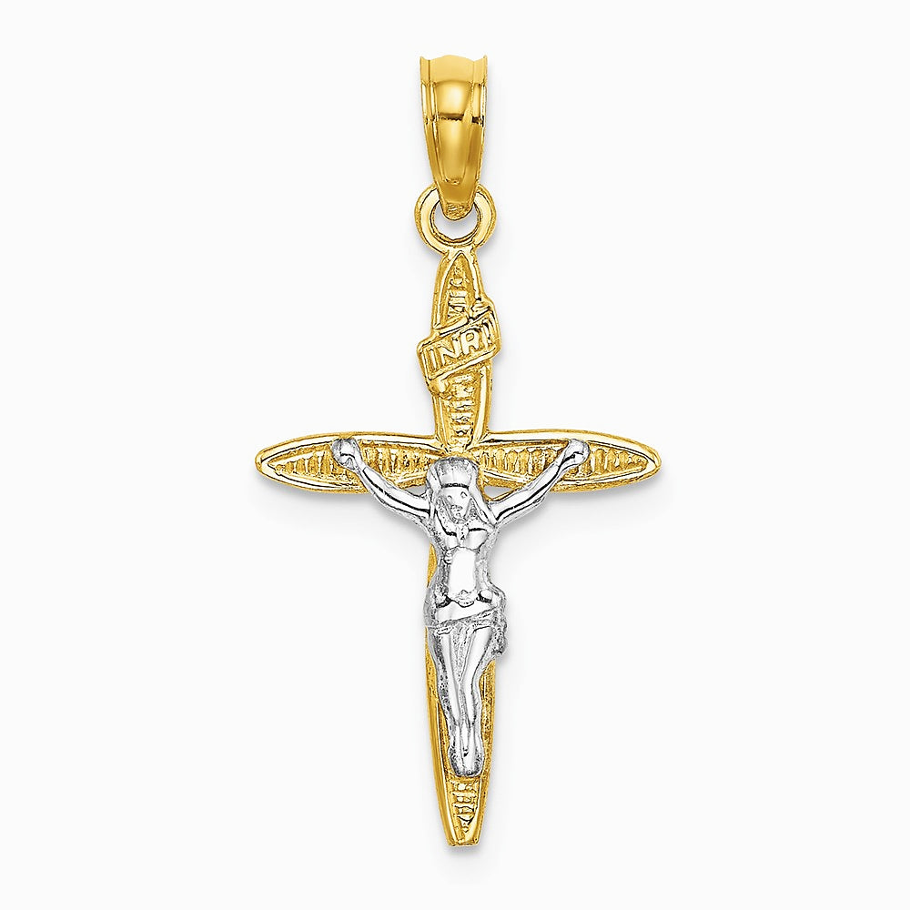 10K / 14K Yellow with Rhodium W/ Rhodium INRICrucifix Charm - Product Photo