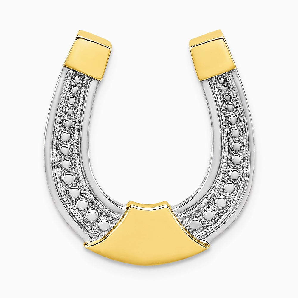 14K Yellow & Rhodium w/ Rhodium Horseshoe Chain Slide Charm - Product Photo