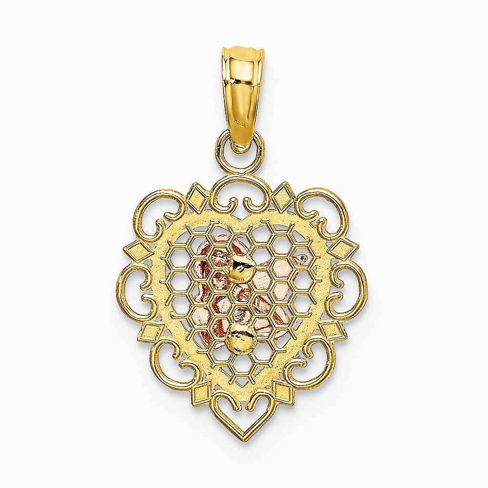 10K / 14K Two-tone with Rhodium Small Angel In Heart Charm - Product Photo