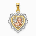 10K / 14K Two-tone with Rhodium Small Angel In Heart Charm - Product Photo