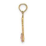 14K Two-Tone MOM Script w/ Flower Charm - Product Photo