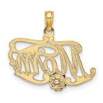 14K Two-Tone MOM Script w/ Flower Charm - Product Photo