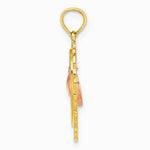10K / 14K Two-tone Yellow and Rose Gold Polished Dangling Heart In Heart Charm - Product Photo