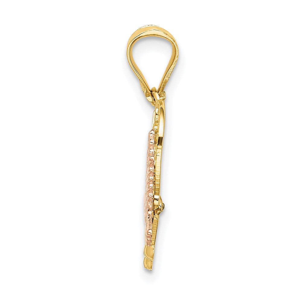 14K Two-tone with White Rhodium MADRE Heart with Doves Charm - Product Photo