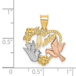 14K Two-tone with White Rhodium MADRE Heart with Doves Charm - Product Photo