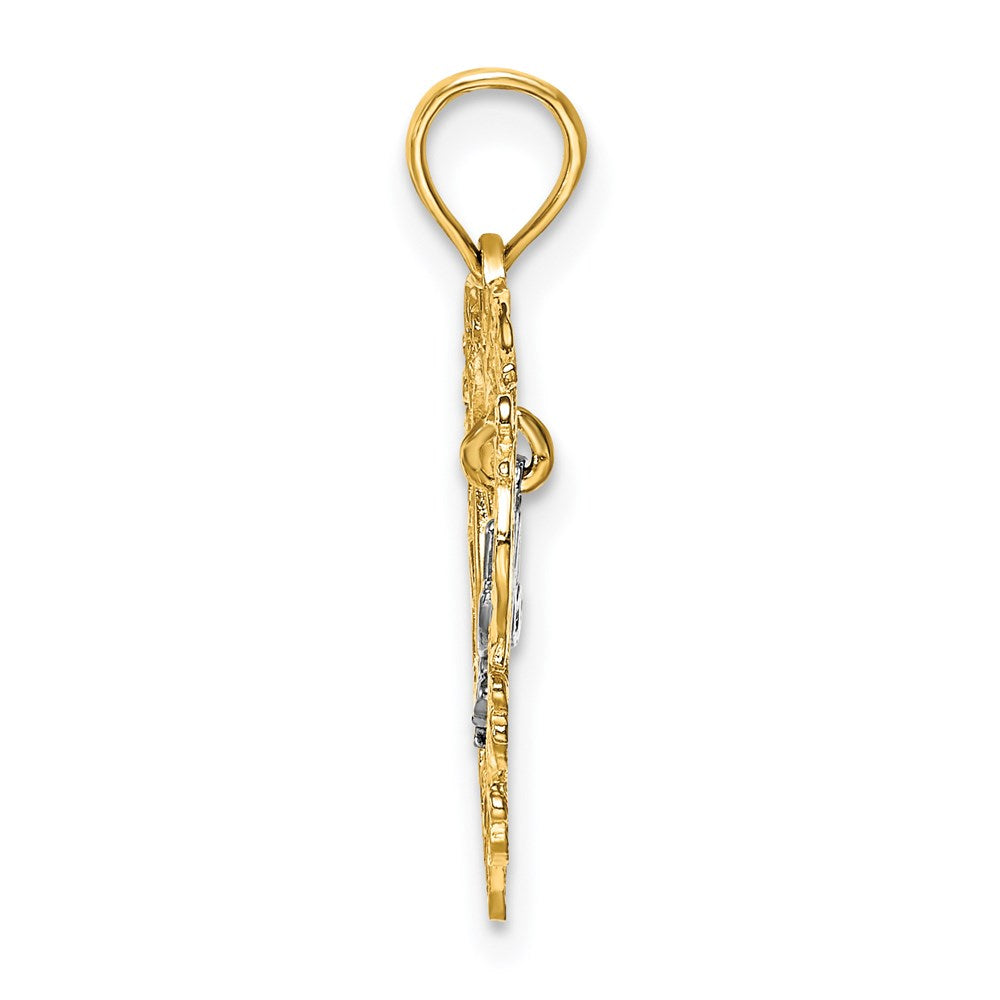 14K Two-tone MOM Inside Heart Charm - Product Photo