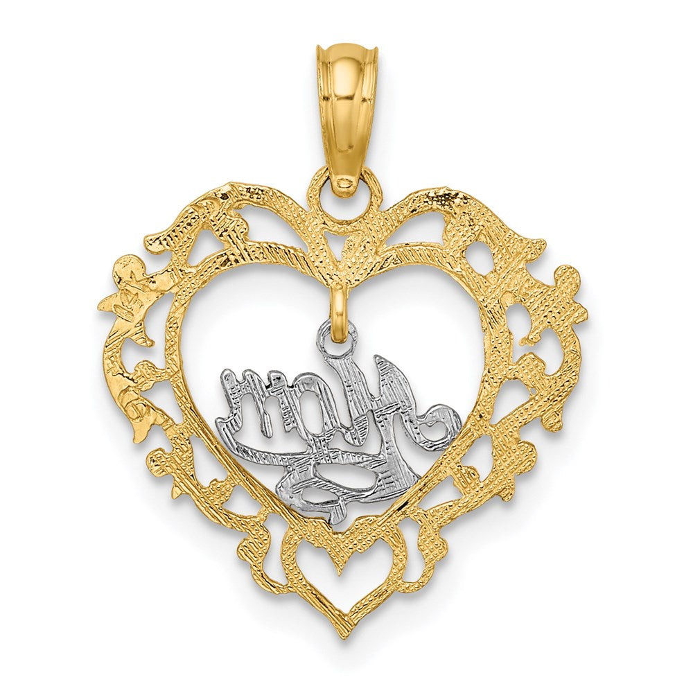 14K Two-tone MOM Inside Heart Charm - Product Photo