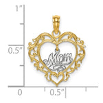 14K Two-tone MOM Inside Heart Charm - Product Photo