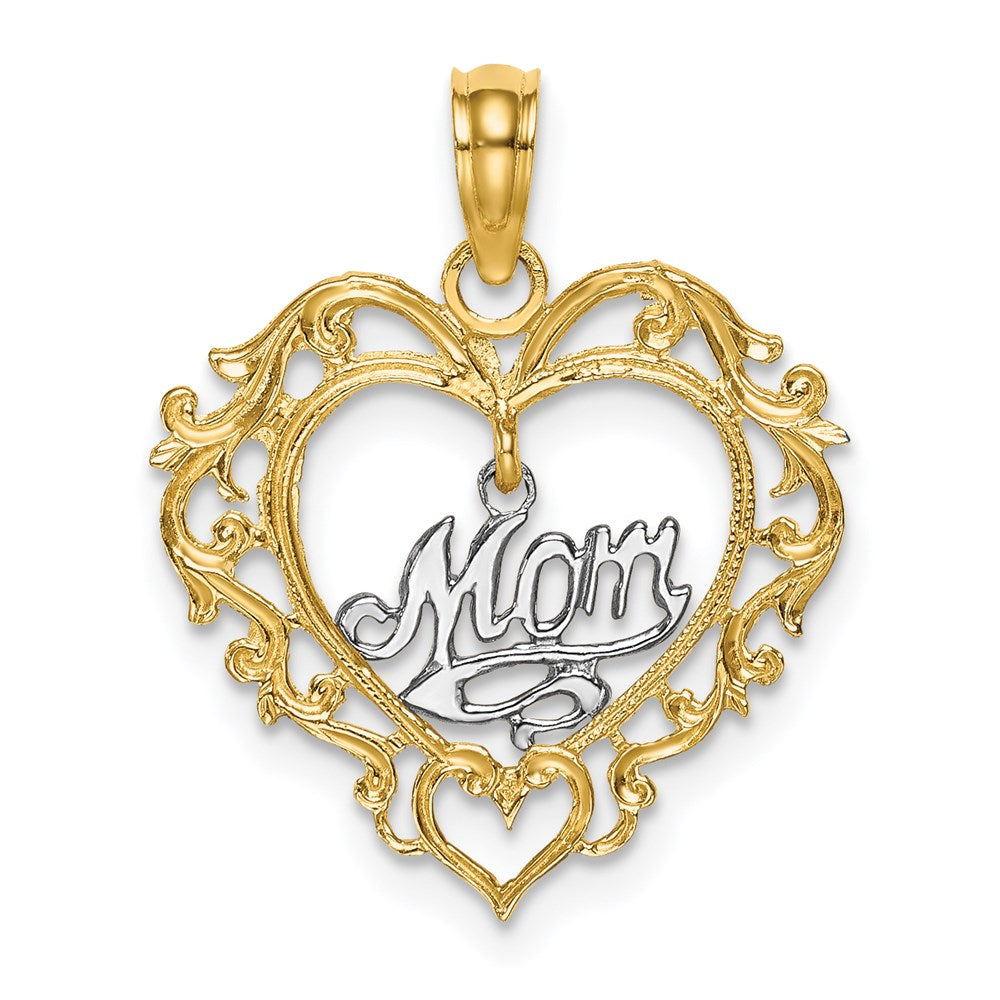 14K Two-tone MOM Inside Heart Charm - Product Photo