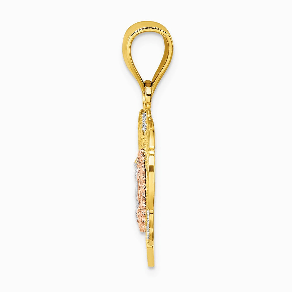 14K Two-tone 14KTwo-tone with White Rhodium Guadalupe In Heart Charm - Product Photo