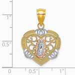 14K Two-tone 14KTwo-tone with White Rhodium Guadalupe In Heart Charm - Product Photo