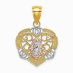 14K Two-tone 14KTwo-tone with White Rhodium Guadalupe In Heart Charm - Product Photo