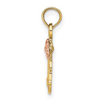 14K Two-Tone Textured Scroll w/ Flower MOM Charm - Product Photo
