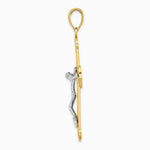 10K / 14K Two-tone Engraved Crucifix Charm - Product Photo