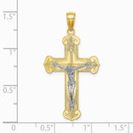 10K / 14K Two-tone Engraved Crucifix Charm - Product Photo