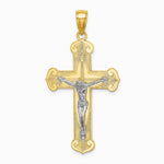 10K / 14K Two-tone Engraved Crucifix Charm - Product Photo