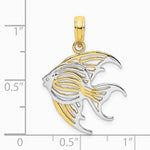 10K / 14K Yellow with Rhodium w/ Rhodium Cut-Out Angelfish Charm - Product Photo