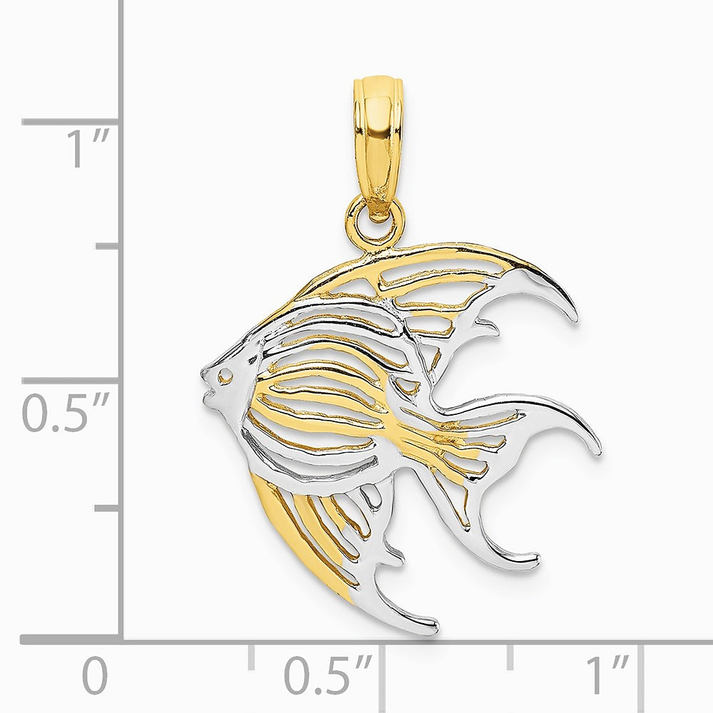 10K / 14K Yellow with Rhodium w/ Rhodium Cut-Out Angelfish Charm - Product Photo