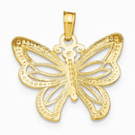 10K / 14K Yellow with Rhodium with Rhodium Butterfly W/ White Beaded Wings Charm - Product Photo