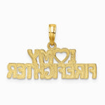 10K / 14K Yellow Gold I LOVE MY FIREFIGHTER Charm - Product Photo