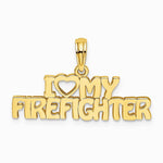 10K / 14K Yellow Gold I LOVE MY FIREFIGHTER Charm - Product Photo