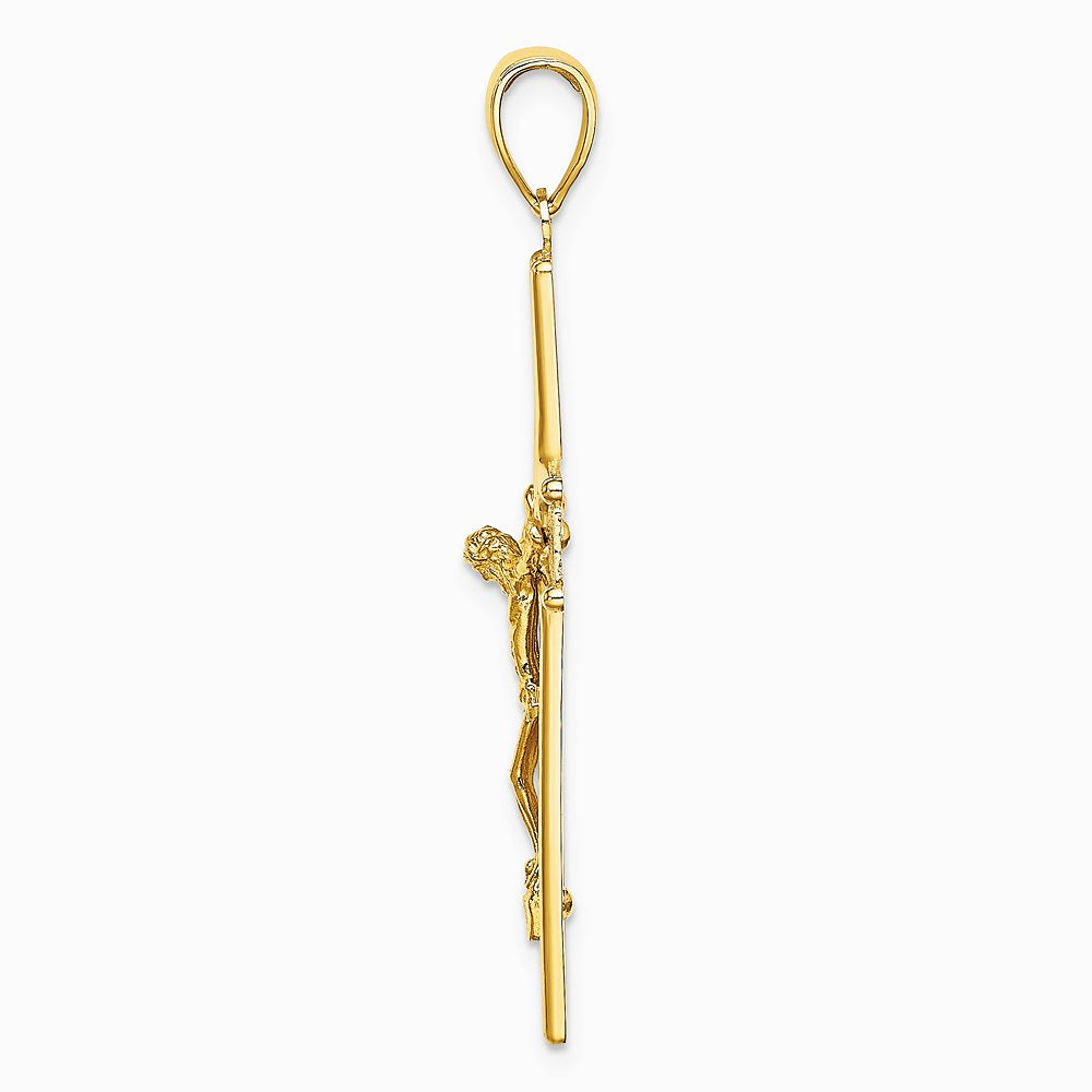 10K / 14K Yellow Gold W/ Satin Finish Crucifix Charm - Product Photo