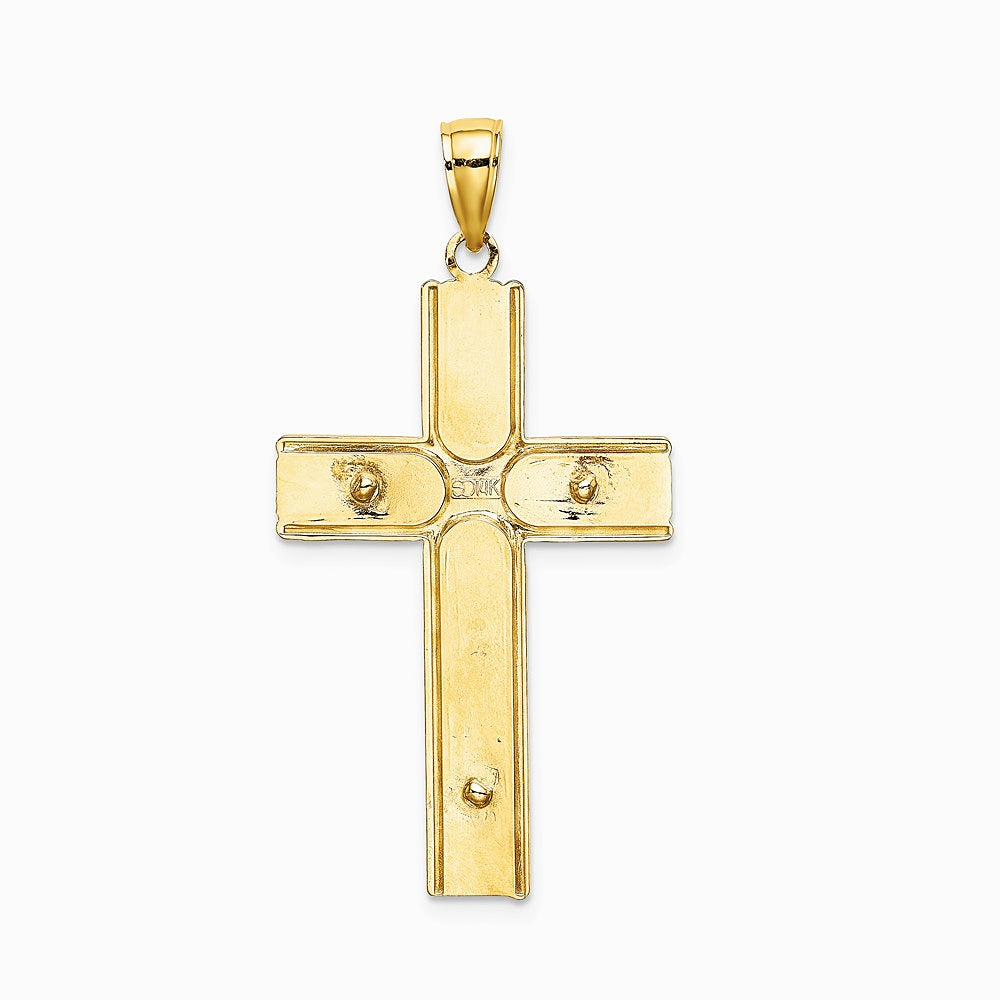 10K / 14K Yellow Gold W/ Satin Finish Crucifix Charm - Product Photo