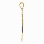 10K / 14K Yellow with Rhodium W/ Rhodium Scalloped Edges Cross Charm - Product Photo