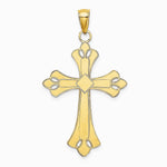 10K / 14K Yellow with Rhodium W/ Rhodium Scalloped Edges Cross Charm - Product Photo