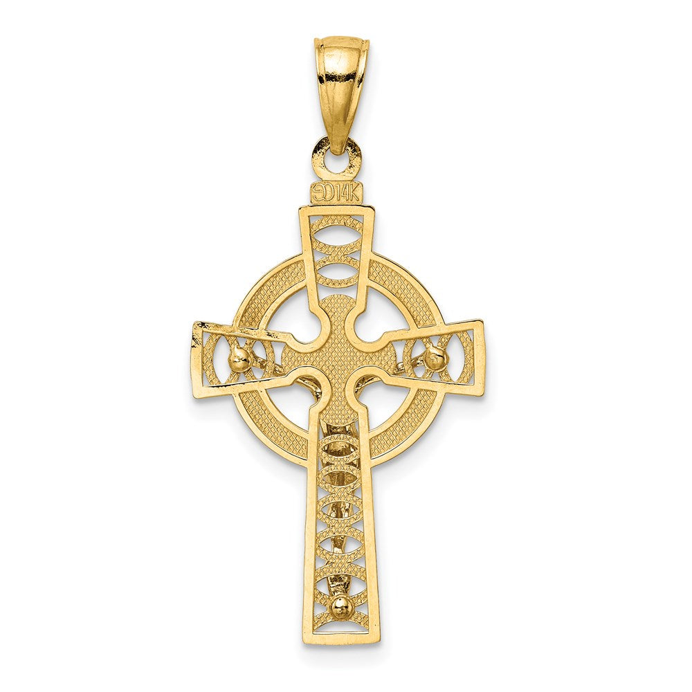 14K Two-tone Celtic Crucifix w/ Eternity Circle Charm - Product Photo