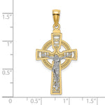 14K Two-tone Celtic Crucifix w/ Eternity Circle Charm - Product Photo
