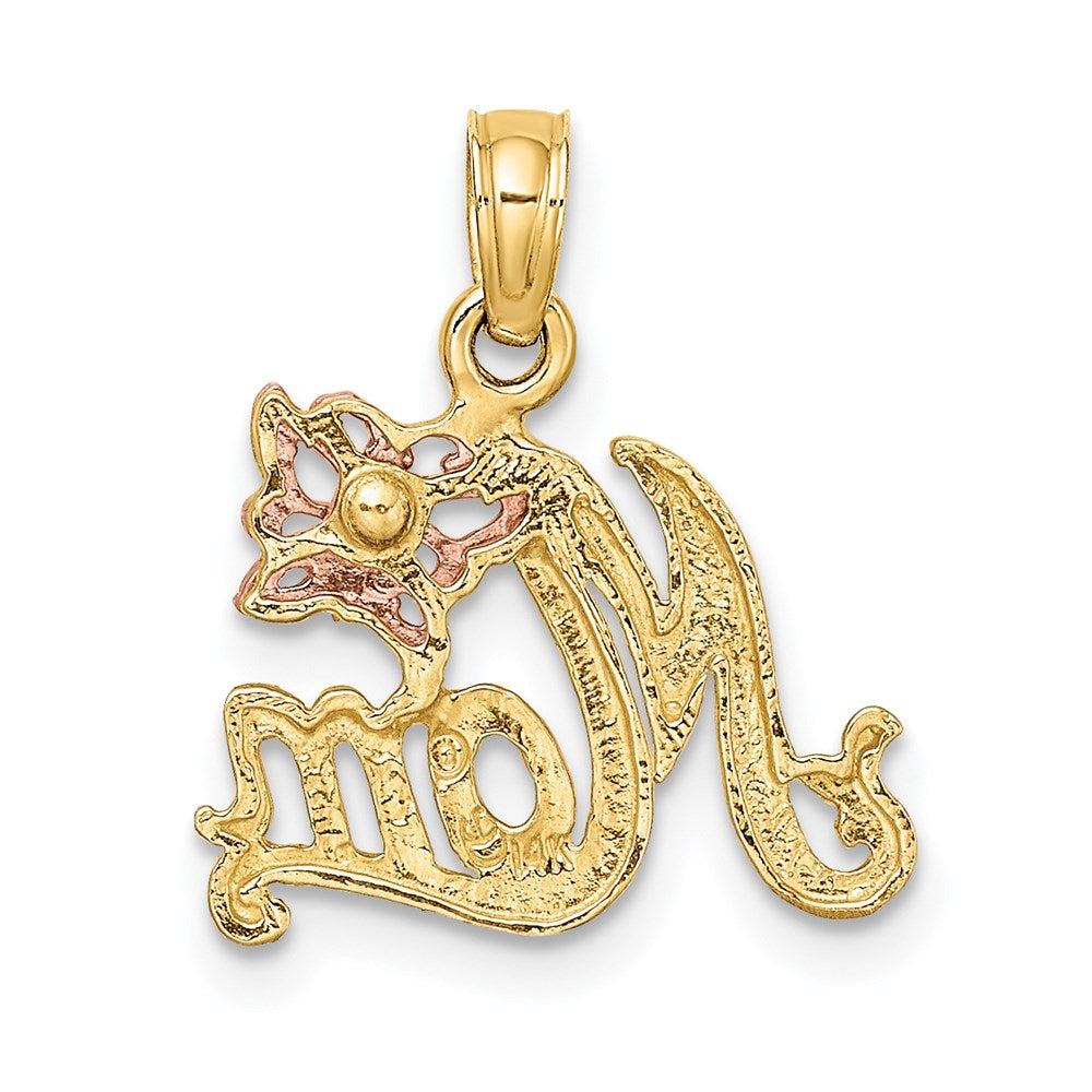 14k Two-Tone MOM w/ Butterfly Charm - Product Photo