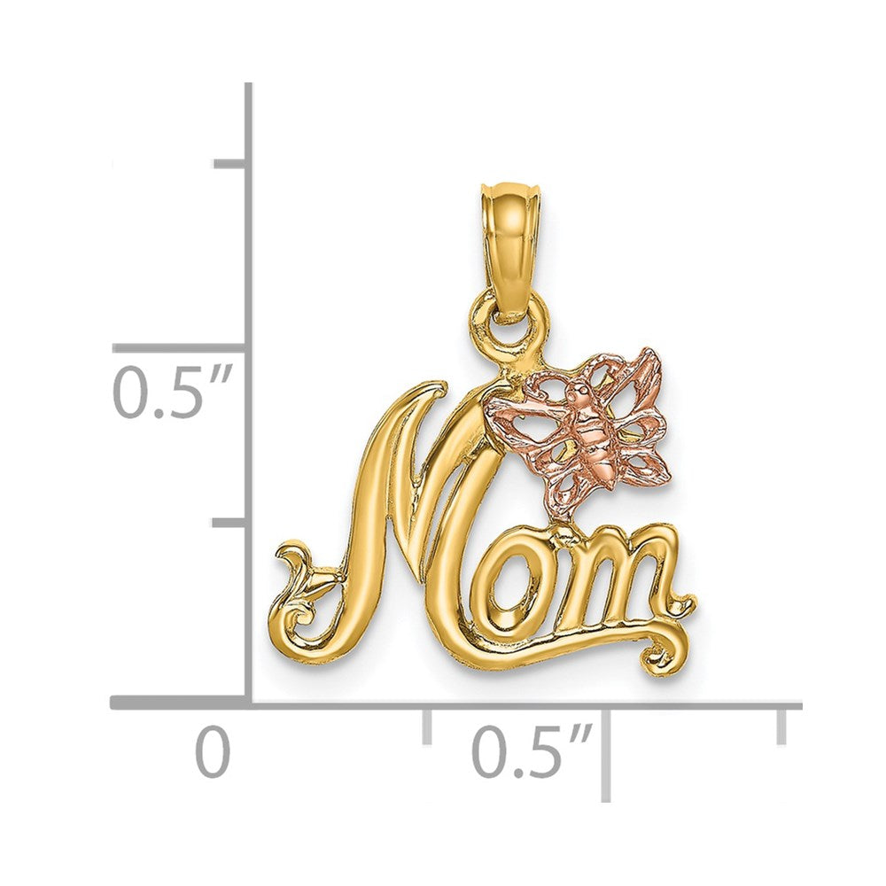 14k Two-Tone MOM w/ Butterfly Charm - Product Photo