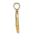 14K Yellow & Rhodium with White Rhodium Textured MOM Heart Charm - Product Photo