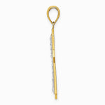 10K / 14K Yellow with Rhodium w/ Rhodium Diamond-Cut Cross Pendant - Product Photo