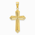 10K / 14K Yellow with Rhodium w/ Rhodium Diamond-Cut Cross Pendant - Product Photo