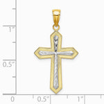10K / 14K Yellow with Rhodium w/ Rhodium Diamond-Cut Cross Pendant - Product Photo