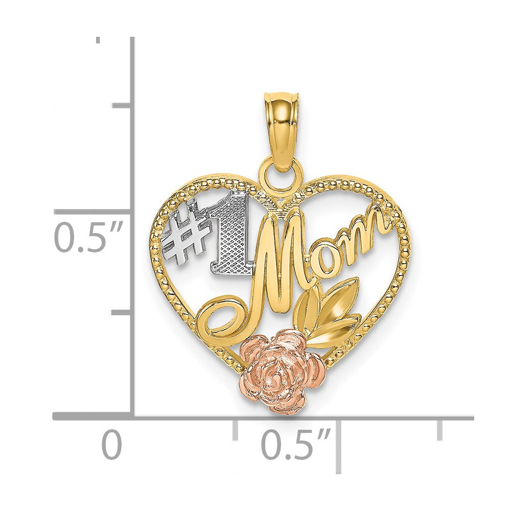 14K Two-tone White Rhodium Textured 