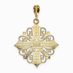 14K Yellow & Rhodium w/ Rhodium Cut-out Cross Medallion Charm - Product Photo