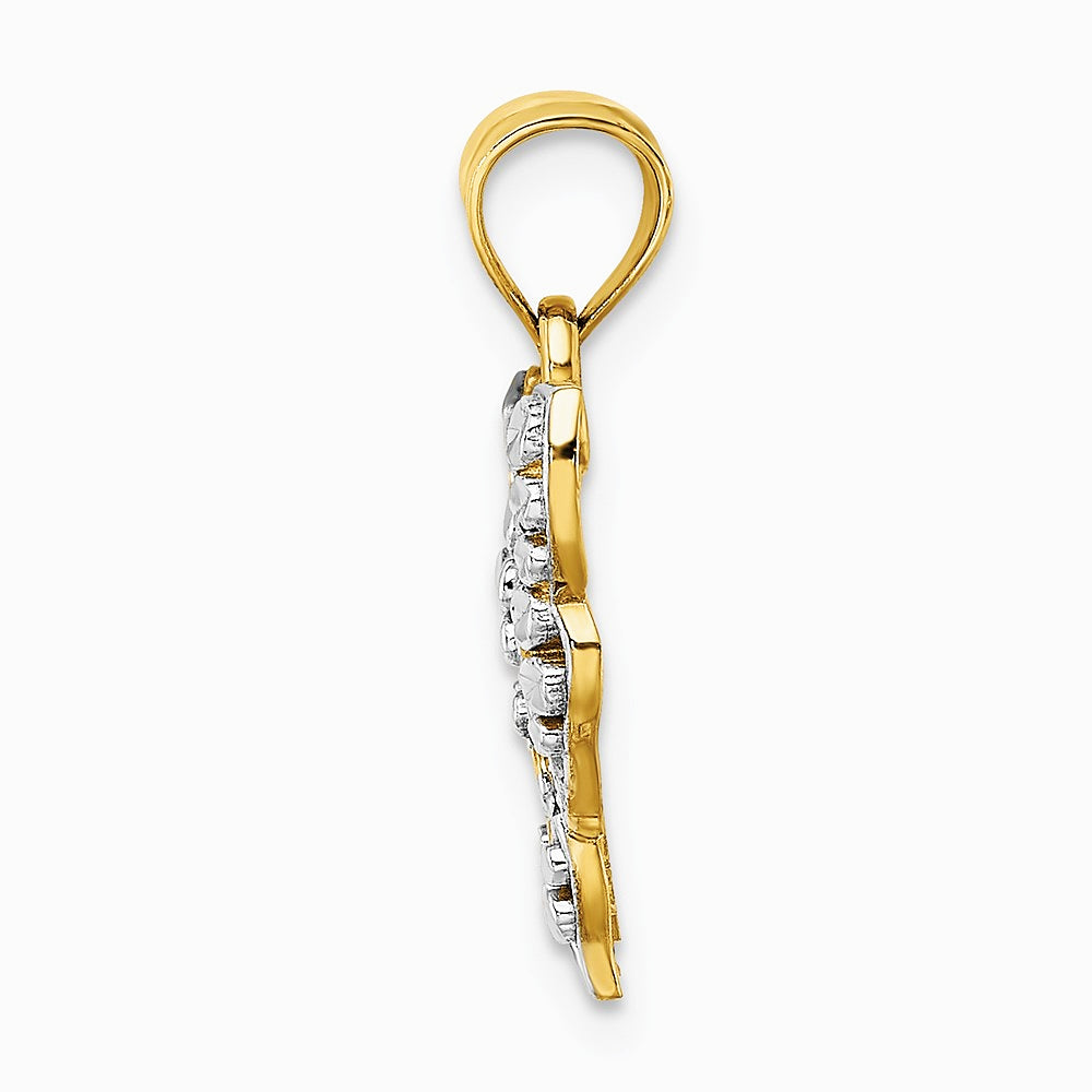 10K / 14K Yellow with RH with RH Butterfly with White Edge and Cut-out Wings - Product Photo