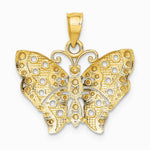 10K / 14K Yellow with RH with RH Butterfly with White Edge and Cut-out Wings - Product Photo