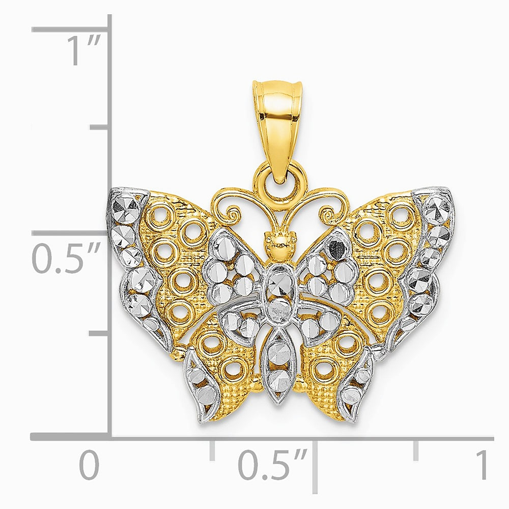 10K / 14K Yellow with RH with RH Butterfly with White Edge and Cut-out Wings - Product Photo