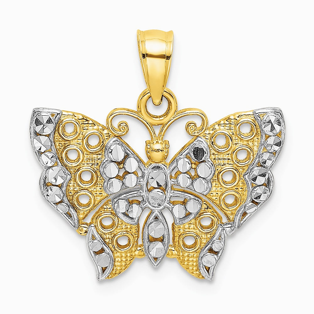 10K / 14K Yellow with RH with RH Butterfly with White Edge and Cut-out Wings - Product Photo