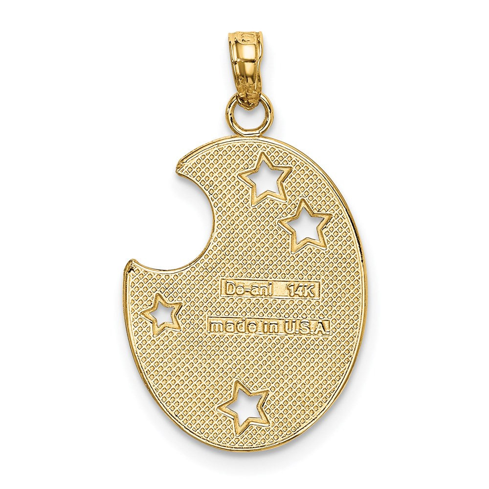 14k w/ Rhodium WISH DREAM BELIEVE Moon and Stars Charm - Product Photo