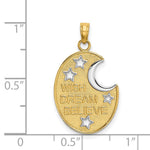 14k w/ Rhodium WISH DREAM BELIEVE Moon and Stars Charm - Product Photo